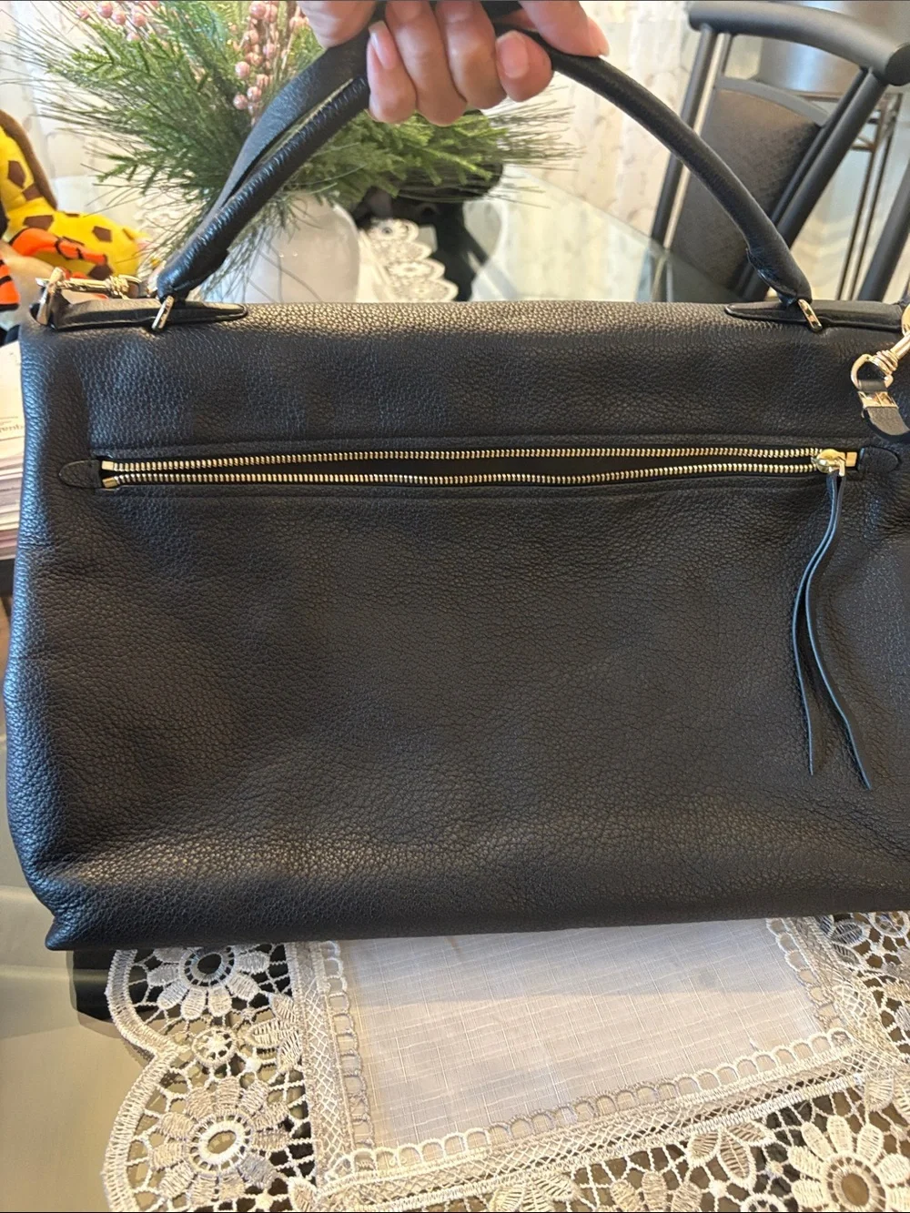 Coach Black Pebbled Leather Satchel with Gold Hardware